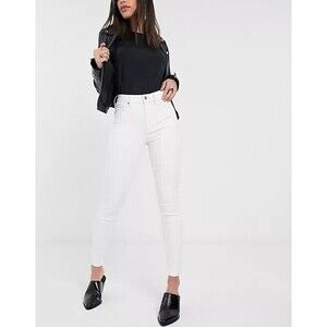 Topshop Womens Moto Jamie White Slim Fit Stretch Denim Skinny Jeans 34